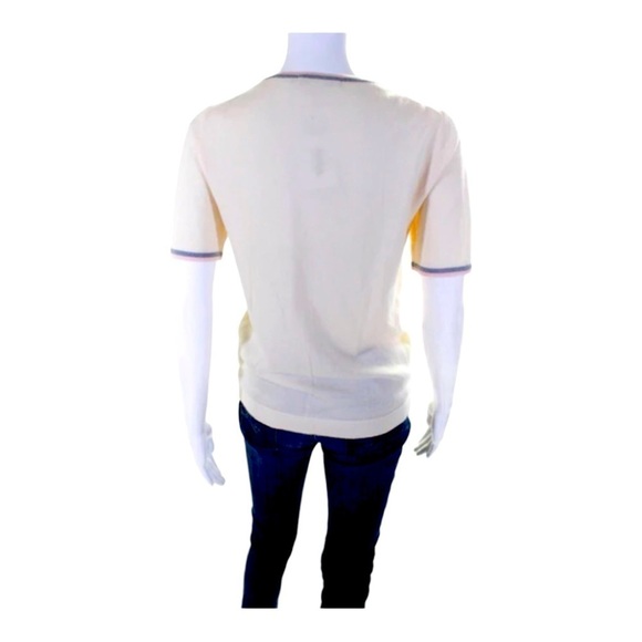 Boden Wool Sweater Womens Short Sleeve Pink Gray Minimalist Classic Top US 8 - Picture 3 of 14